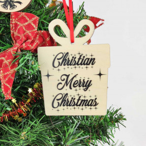 Baumschmuck mit Druck „Geschenkbox“