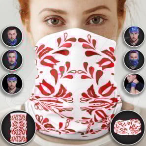 Rohrschal mit rotem Motiv