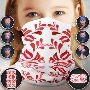 Tube Scarf for Kids Red Ornaments