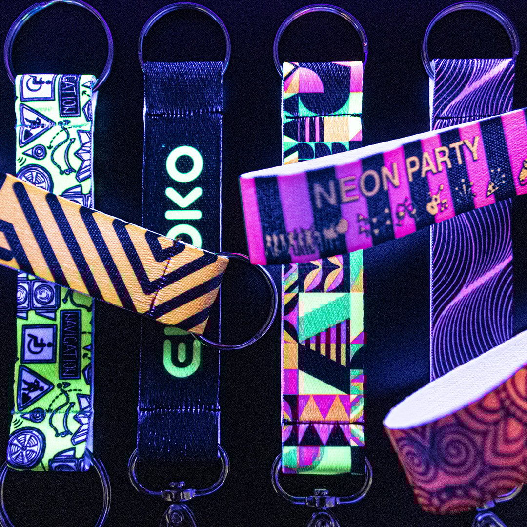 Neon Schlüsselanhänger bedrucken "double" Neon Schlüsselanhänger bedrucken "double"